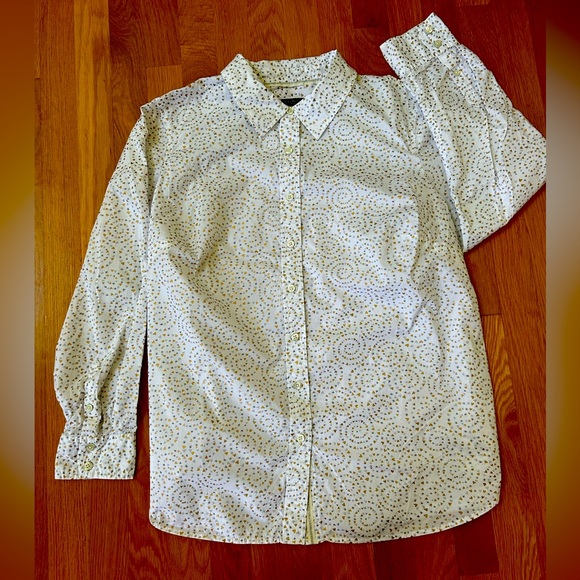 Talbots | 1X Plus Twinkle Heart Print Blouse White - Picture 3 of 13
